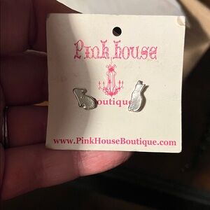 PinkHouse Boutique Silver Cat Stud Earrings 1355